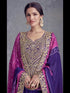 Purple Heavy Chinon Silk Palazzo Suit 192617 Closure View